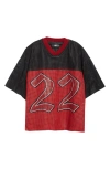 Amiri Oversize Colorblock 22 Perforated Leather Jersey In Black