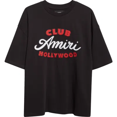 AMIRI OVERSIZE CRYSTAL EMBELLISHED CLUB AMIRI APPLIQUÉ T-SHIRT