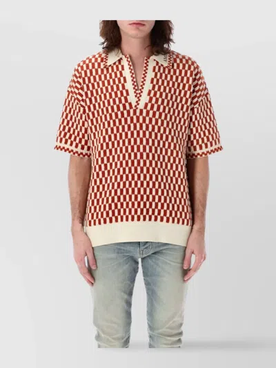 AMIRI OVERSIZED CHECKERED POLO SHORT SLEEVES