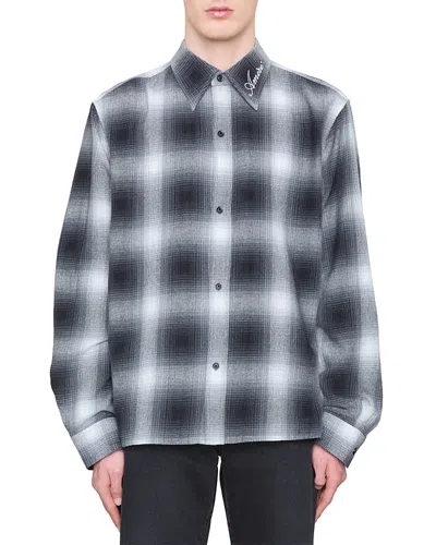 Amiri Oversized Fit Long Sleeve Flannel Shirt In Blue