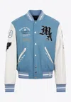 Amiri Oversized Varsity Jacket Ribbed Collar In Blue