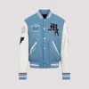 Amiri Oversized Varsity Jacket Ribbed Collar In Bluefin