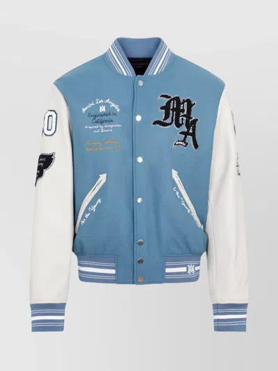 Amiri Oversized Varsity Jacket Ribbed Collar In Blue