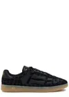 Amiri Pacific Bones Crocodile-effect Suede Sneakers In Black