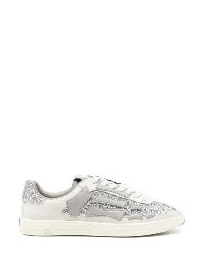 Amiri Pacific Bones Glitter-embellished Sneakers In White