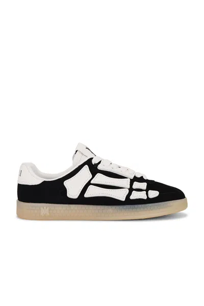 Amiri Pacific Bones Mixed Leather Sneakers In Black