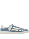 Amiri Pacific Bones Appliquéd Suede Sneakers In Blue
