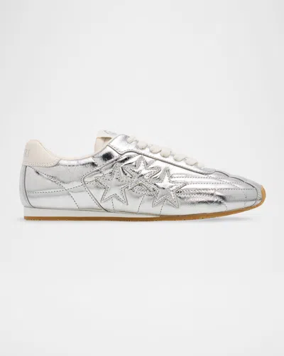 Amiri Pacific Football Slim Quilted Metallic Leather Sneakers In Silver