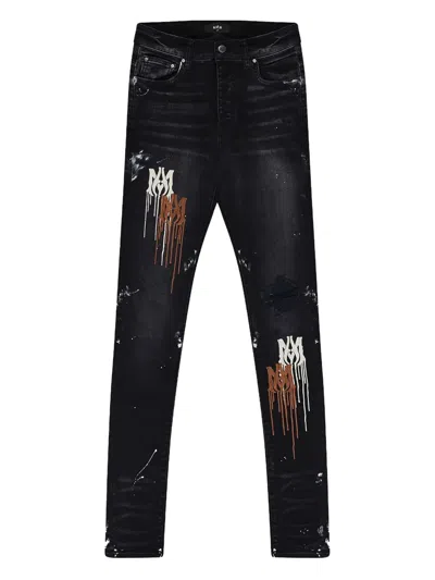 Amiri Paint-drip Jeans In Black