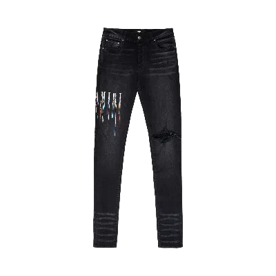 Pre-owned Amiri Paint Drip Logo Jean 'aged Black'