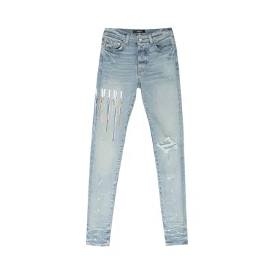 Pre-owned Amiri Paint Drip Logo Jean 'clay Indigo' In Blue
