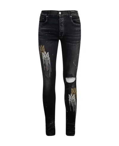 Amiri Paint Splatter-blend Skinny-cut Jeans In Black