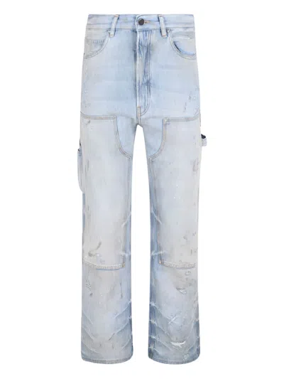 Amiri Paint-splatter Carpenter Jeans In Blue