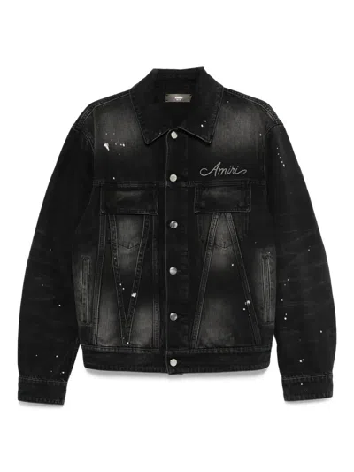 Amiri Paint-splatter Denim Jacket In Black