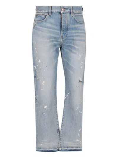 AMIRI "PAINTE" STRAIGHT JEANS IN LIGHT BLUE DENIM