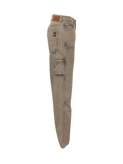 Amiri Painted Denim Trousers In Sand Indigo