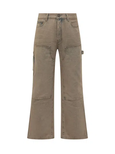 Amiri Painted Denim Trousers In Brown