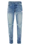 Amiri Mens Dark Indigo Mx1 Distressed Slim-leg Stretch-denim Jeans In Blue