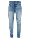 Amiri Mens Dark Indigo Mx1 Distressed Slim-leg Stretch-denim Jeans In Blue