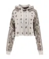 Amiri Knitted Cropped Hoodie With Bandana Motif In Nude