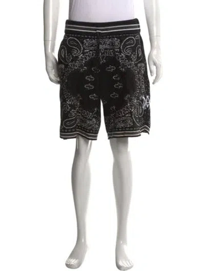 Pre-owned Amiri Paisley Print Denim Shorts In Black