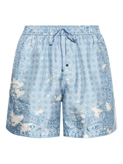 Amiri Paisley-print Drawstring Shorts In Blue