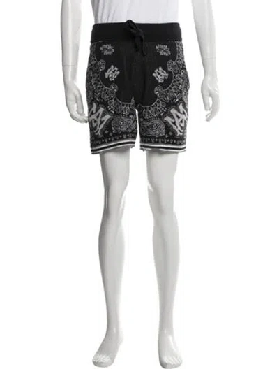 Pre-owned Amiri Paisley Print Jogger Shorts In Black