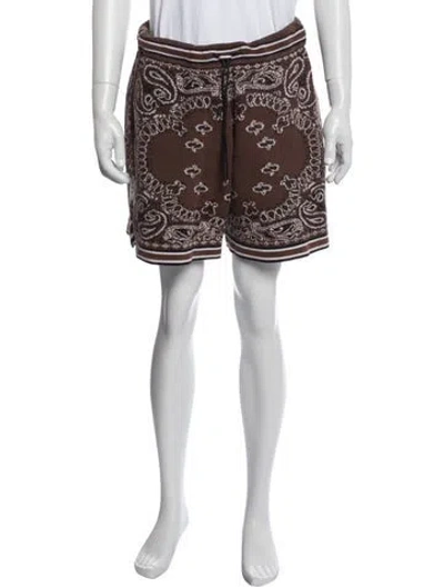 Pre-owned Amiri Paisley Print Jogger Shorts In Brown/white