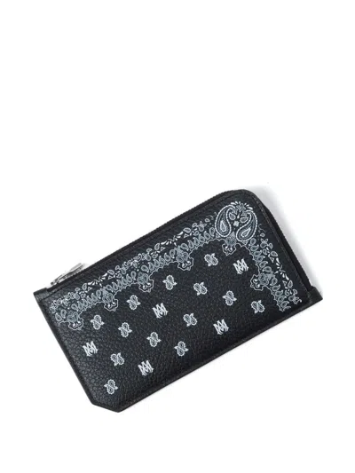 Amiri Paisley Zip Cardholder In Blue