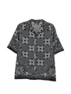 Amiri Silk Bowling Shirt With Cuban Collar And All-over Geometric Print In Black