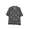 Amiri Silk Bowling Shirt With Cuban Collar And All-over Geometric Print In Gray