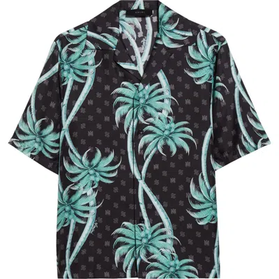 AMIRI AMIRI PALM LOGO SILK CAMP SHIRT