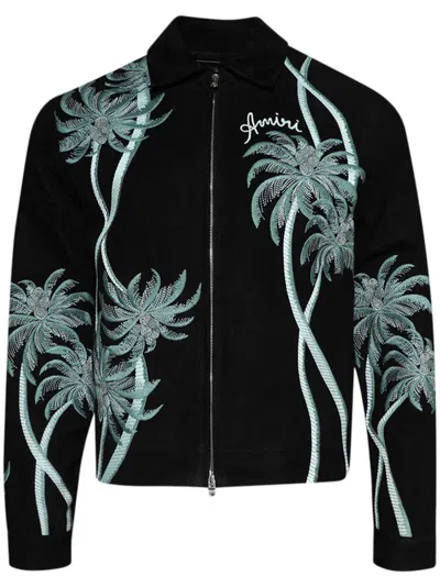 Amiri Palm Shirt Jacket In Black