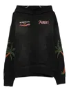 Amiri Hooded Sweatshirt With Front Pocket And Palm Tree Motif In Black