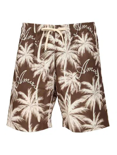 Amiri Palms Swim Shorts In Animal Print
