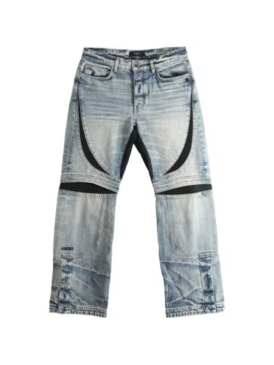 Amiri Panelled Distressed Jeans In Blue