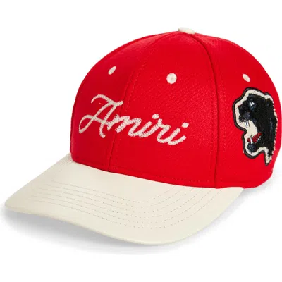 Amiri Panther Patch Two-tone Baseball Cap In Deep Red