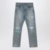 Amiri Light Blue Jeans With Rips And Bandana Detail In Blue