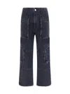Amiri High-rise Wide-leg Denim Cargo Pants In Faded Black