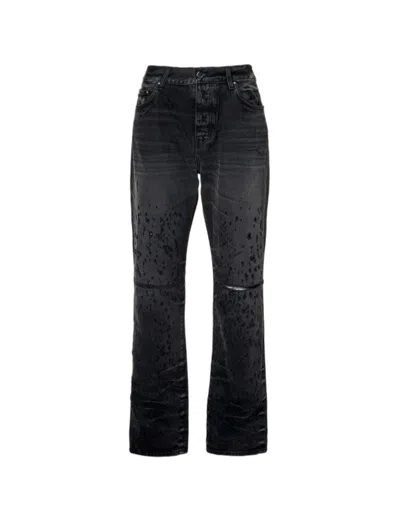 Amiri Distressed Straight-leg Jeans In Black
