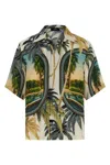 Amiri Convertible-collar Printed Satin-jacquard Shirt In White