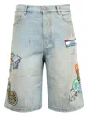 Amiri Station Patch Denim Shorts In Multi