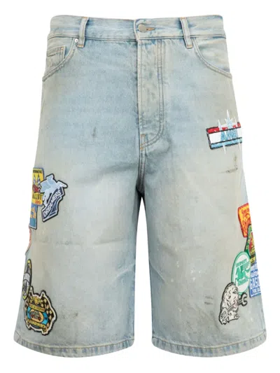 Amiri Patch-detail Denim Shorts In Multi