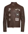 Amiri Patch Racing Leather Jacket In Brown