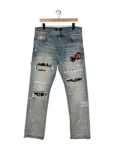 Pre-owned Amiri Patch Straight-leg Jeans W/ Tags In Blue