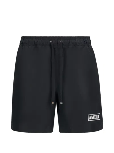 Amiri Logo-patch Drawstring Swim Shorts In Black