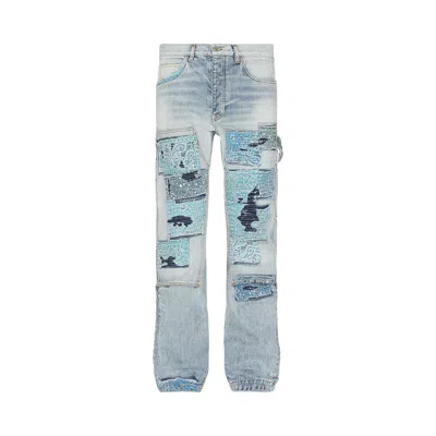 Pre-owned Amiri Patchwork Bandana Carpenter Straight Jean 'denim Blue' | Men's Size 31