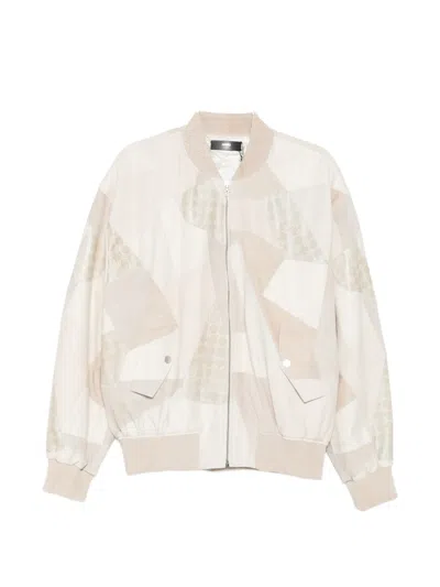 Amiri Patchwork Bomber Jacket In Pink