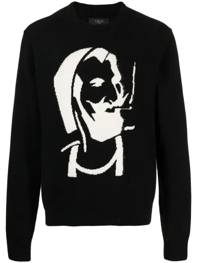 Amiri Patterned Intarsia Jumper In Black