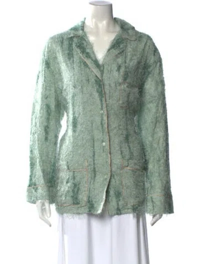 Pre-owned Amiri Patterned Long Sleeve Button-up Top W/ Tags In Green